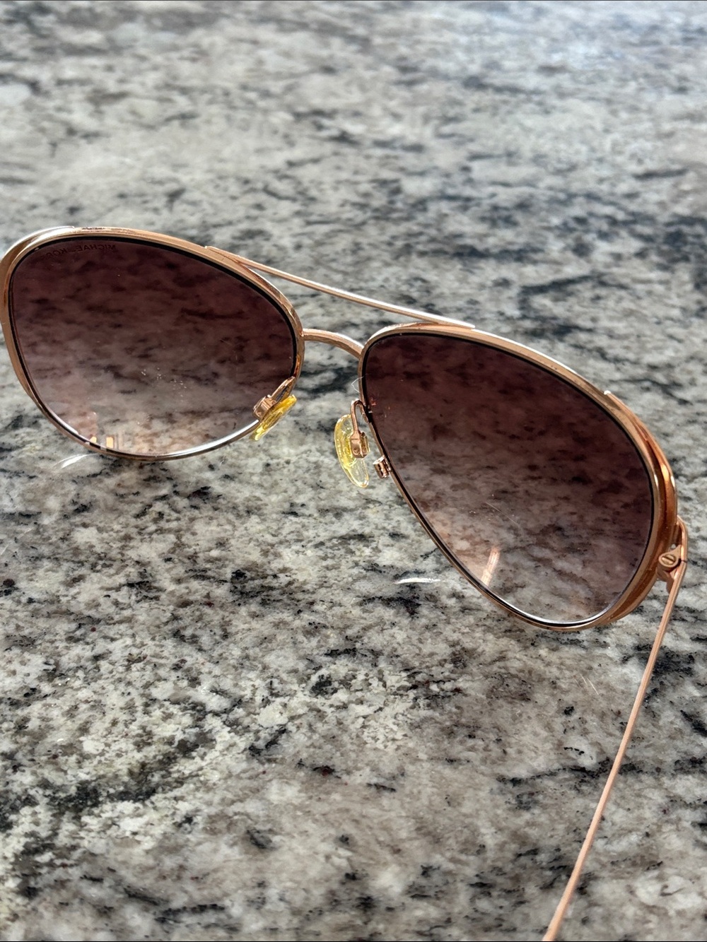 Michael Kors Rose Gold Aviator Sunglasses with Pink-Tinted Lenses - Picture 5 of 7